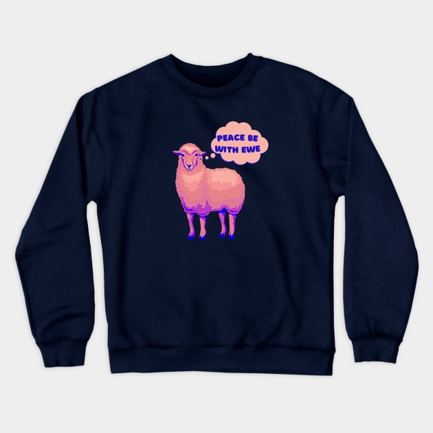 pink peace sheep, peace be with you, peace be with ewe Crewneck Sweatshirt by AdaleCreates